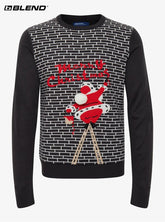 BLEND Black Men's Sweater With Christmas Motif - Smgarment's